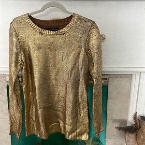 🎸ROCK & REPUBLIC Gold Metallic Sweater L -this is the coolest